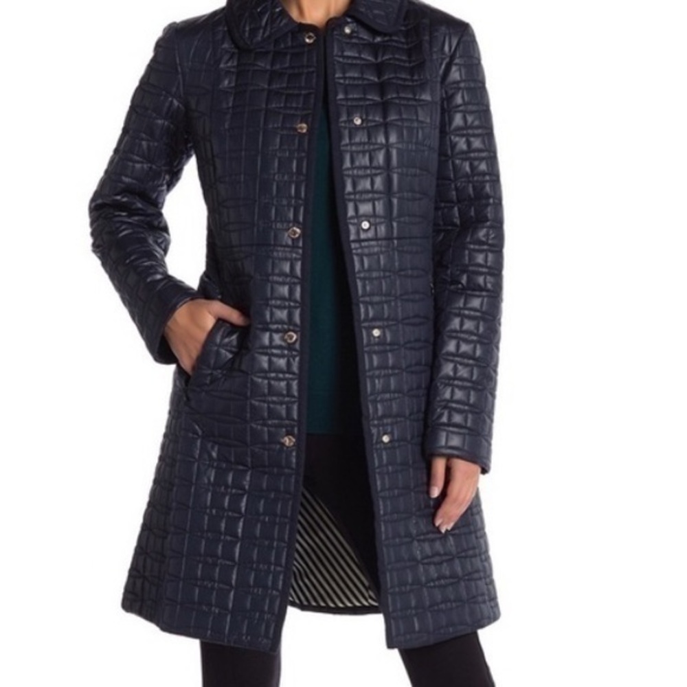 Kate spade black quilted coat parka